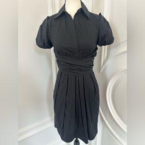 BCBGMaxAzria Sexy Y2K Office Siren Cotton Blend Short Sleeve Dress (Size 2)